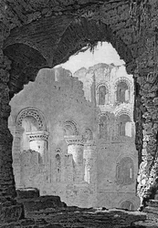 Intérieur du donjon du château de Rochester, Kent, gravé par William Woolnoth